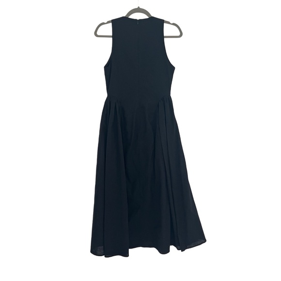 Commense Black Sara Linen Cotton Midi A-line Ballerina Summer Dress S - Picture 3 of 12